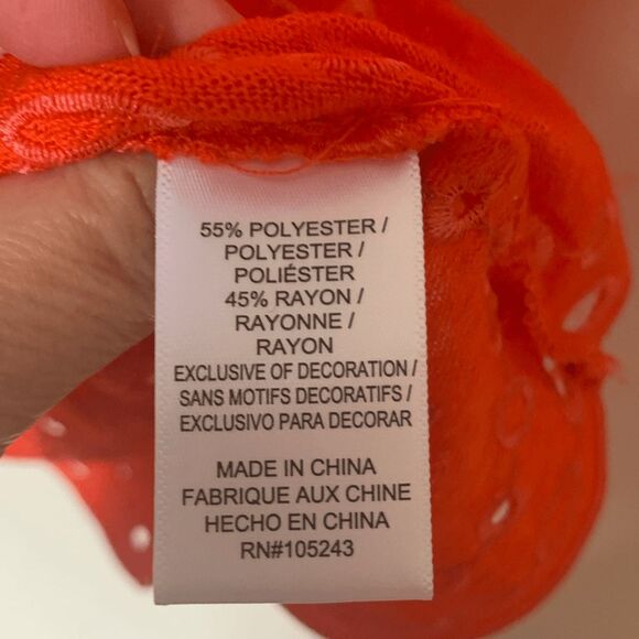 Bobeau NWT XL Orange Eyelet Tunic Boho Embroidered Top - Picture 5 of 5